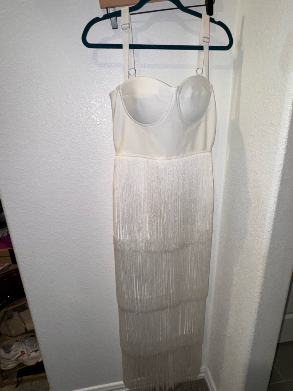 Fashion Nova White Fringe Maxi Dress - Picture 2 of 4